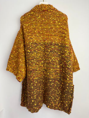 Chanel Multi-Colour Long Sleeve Wool Blend Knit Cardigan with Orange and Gold Lion Buttons Size FR 40 (UK 12)