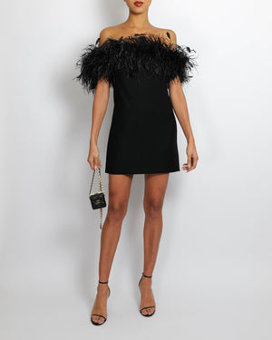 Valentino Black Sleeveless Mini Dress with Feather Neckline Detail Size IT 38 (UK 6)