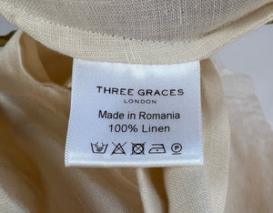 Three Graces White Linen Half Sleeve Dress with Waist Tie Detail Size UK 10