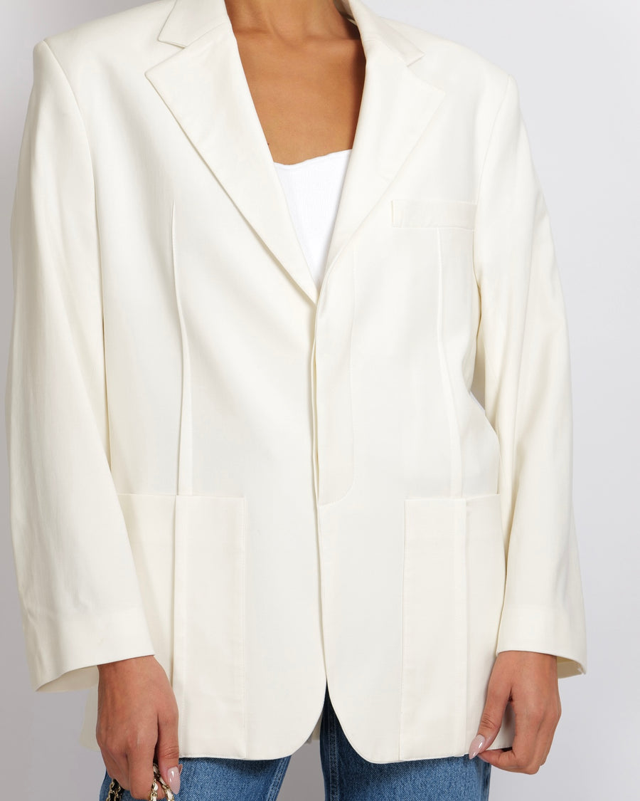 Jacquemus Ivory Le Papier La Veste d'Homme Blazer Jacket Size FR 36 (UK 8) RRP £700