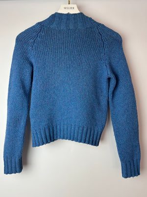 Chanel Blue Wool Jumper With Scarf Tie and Sparkle Detail Size FR 38 (UK 10)