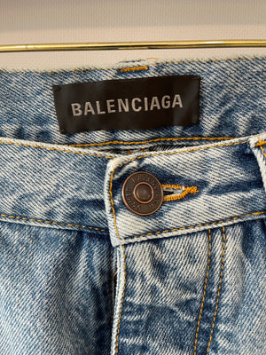 Balenciaga Blue Straight Leg Denim Jeans with Back Logo Detail Size 26 (UK 8)