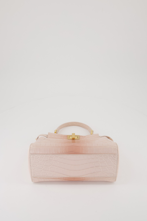 Fendi Mini Peekaboo in Egg Shell & Rose Niloticus Crocodile Leather with Gold Hardware