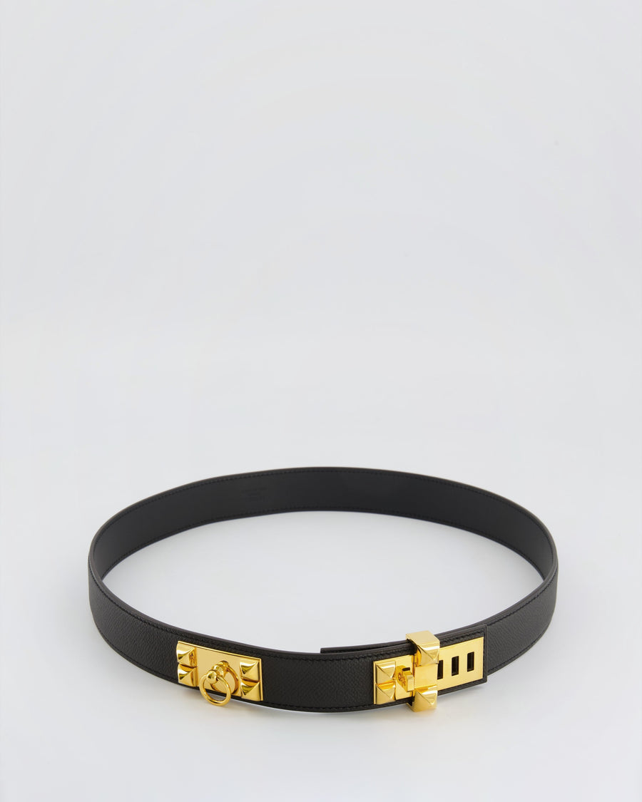 Hermès Collier de Chien 32 Belt in Black Epsom Leather with Gold Hardware Size 85 RRP £2,570