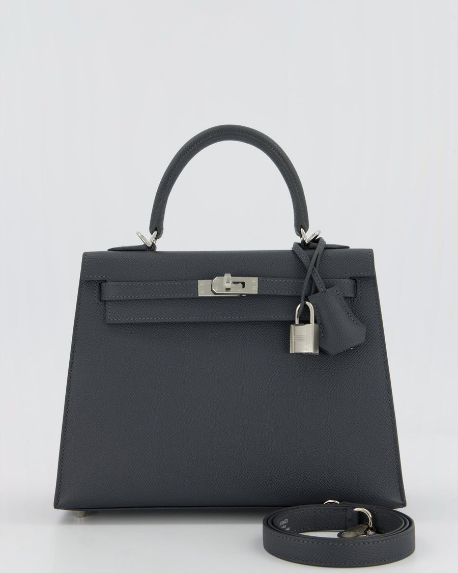 Hermès Kelly 25 Sellier Bag in Ardoise Epsom Leather with Palladium Hardware
