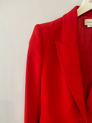 Alexander McQueen Red Blazer Jacket and Matching Trousers Set with Red Button Details Size IT 42/44 (UK 10/12)