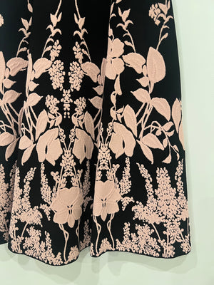 Alexander McQueen Black and Baby Pink Floral Embroidered Mini Sleeveless Dress Size IT 40 (UK 8)