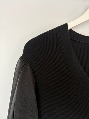 Ulla Johnson Black Knitted Cardigan with Ballooned Sleeve Size UK 8