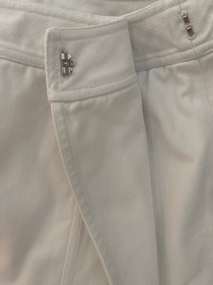 Chanel White Denim Mini Skirt with Back Logo Detail Size FR 38 (UK 10)