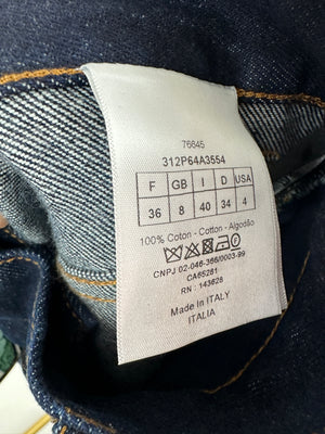 Christian Dior Dark Wash Indigo Straight Jeans with Contrast Stitching Details Size FR 36 (UK 8)