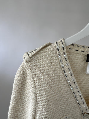 Chanel Cream Cardigan with Pearls Detail and CC Buttons FR 40 (UK 12)