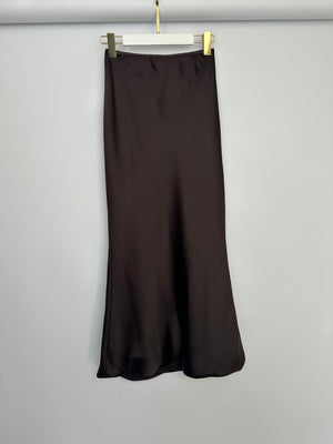 Norma Kamali Brown Satin Midi Skirt Size S (UK 8)