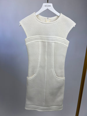 Chanel White Textured Sleeveless Mini Dress with Pocket Detail Size FR 34 (UK 6)