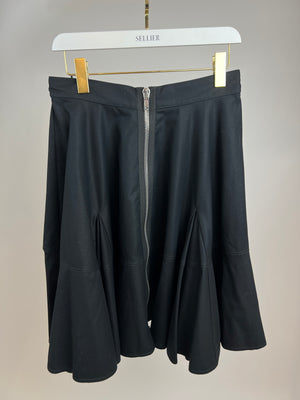 Givenchy Black Midi Skirt with Zip Detail Size FR 42 (UK 14)