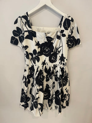Dolce & Gabbana Black and White Floral Printed Mini Dress Size IT 44 (UK 12)
