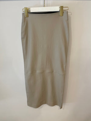 SPRWMN Beige Leather Strapless Top and Midi Tube Skirt Set Size S/M (UK 8/10) RRP £1,100