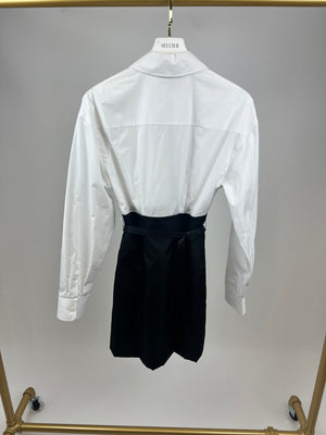 Prada Black, White Long-Sleeve Logo-Print Zip-Up Mini Dress with Belt IT 40 (UK 8) RRP £1,690