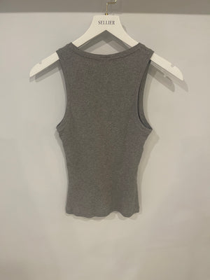 Loewe Grey Ribbed Tank Top with Embroidered Logo Detail Size XS (UK 6) RRP £495