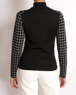 Hermès Black and White Cashmere Checkered High Neck Jumper Size FR 34 (UK 6) RRP £1,500