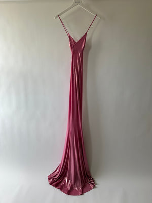 Norma Kamali Pink Metallic Sleeveless Maxi Dress Size S (UK 6)