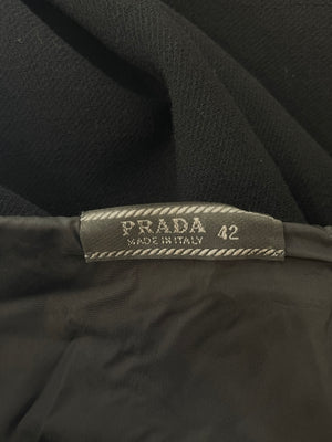 Prada Black Wool Tailored Midi Skirt Size IT 42 (UK 10)