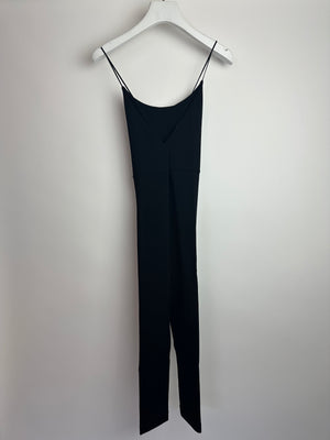 Valentino Black Spandex Spaghetti Strap Full Leg Bodysuit Size XS (UK 4)