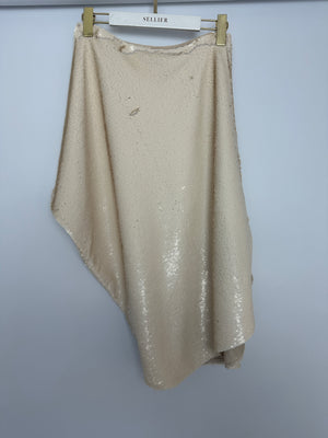 The Frankie Shop Gloria Cream Sequin One Shoulder Mini Dress Size XS (UK 6)