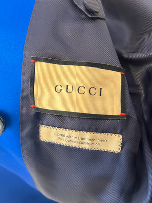 Gucci Electric Blue Silk Double Breasted Blazer Jacket Size IT 38 (UK 6)