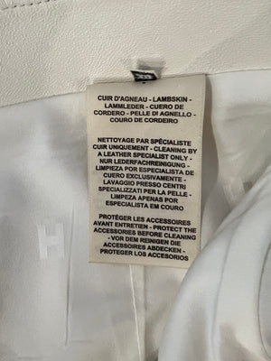 Hermès Cream Leather Shorts with Ribbed Sides and Silver Zip Detail Size FR 38 (UK 10)