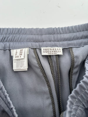 Brunello Cucinelli Blue Straight Leg Trousers with Side Stripe Detail Size IT 40 (UK 8)