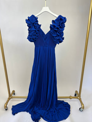 Elie Saab Blue Ruffled Maxi Dress Size FR 36 (UK 8)