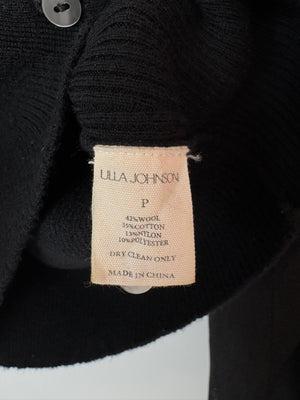 Ulla Johnson Black Knitted Cardigan with Ballooned Sleeve Size UK 8
