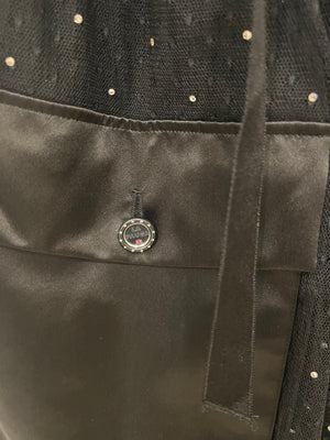 Chanel La Pausa Cruise 2019 Black Tulle Polka Dot Top and Trousers Set with Crystals and Satin Details Size FR 34 (UK 6)