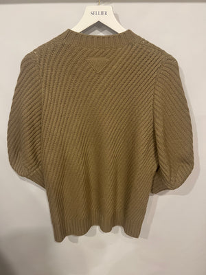 Prada Beige Cashmere Knit Puff-Sleeve Jumper Size IT 40 (UK 8) RRP £1,850