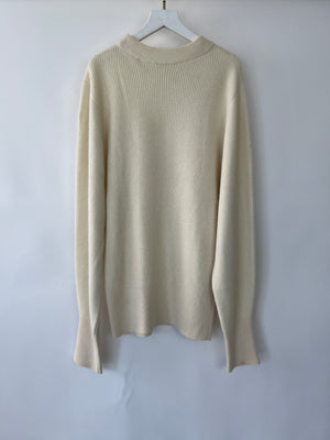 The Row Cream Crewneck Longline Cashmere Knit Jumper Size S (UK 8)