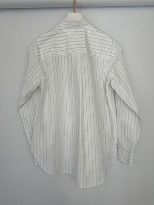 Toteme Pinstripe White Shirt With Logo Embroidery Detail Size FR 36 (UK 8)