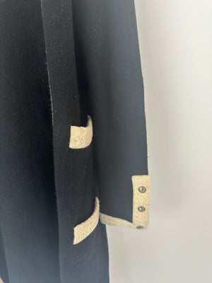 Chanel Black & Cream Long Sleeve Longline Cardigan Size FR 38 (UK 10)