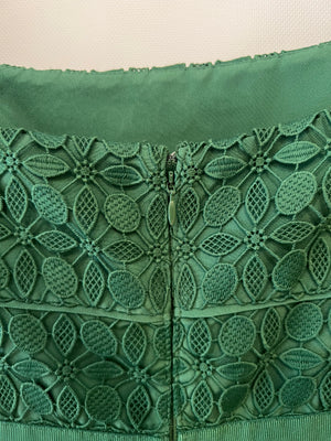 Self Portrait Green Lace Short Sleeved Midi Dress Size UK 14
