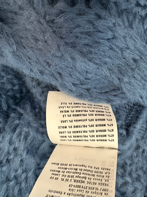 Prada Blue Oversized Cropped Cable Knit Openwork Mohair Jumper Size IT 38 (UK 6)