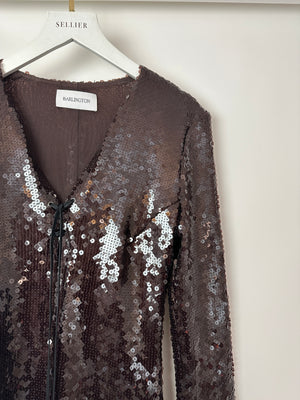 16Arlington Brown Solarium Sequin Mini Dress Size UK 8