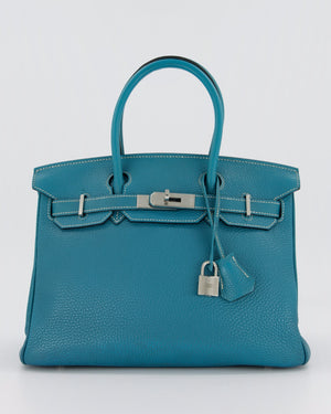 Hermès Birkin 30 Retourne Bag in Bleu Jean Togo Leather with Palladium Hardware