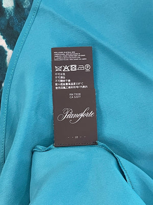 Max Mara Teal Blue Abstract Printed Chiffon Maxi Dress FR 38 (UK 10) RRP £1,150