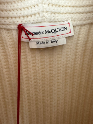 Alexander McQueen Cream Wool Peplum Cardigan Size XL (UK 14)
