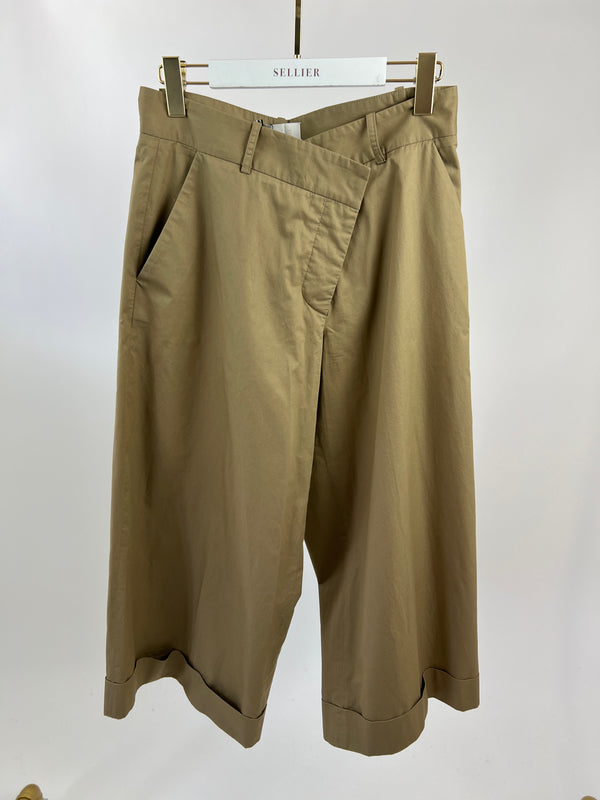 Monse Dark Beige Wide Leg Trousers with Diagonal Buttons Detail Size US 6 (UK 10)