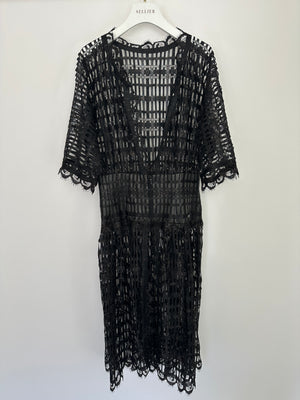 Chanel Black Iridescent Lace Dress With Concealed Zip Closure At Front Size FR 38 (UK 10)