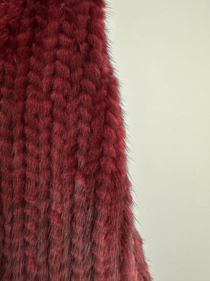 Christian Dior Burgundy Mink Long Sleeve Button Down Jumper with High Neck Size FR 38 (UK 10)