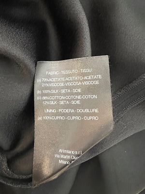 Alessandra Rich Black Midi Dress with White Collar and Cuff Details and Crystal Belt Buckle Size IT 44 (UK 12)