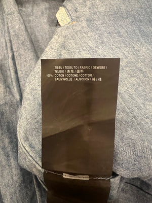 Saint Laurent Blue Denim Patchwork Sleeveless Jacket with Frayed Hem Detail Size XS (UK 6)