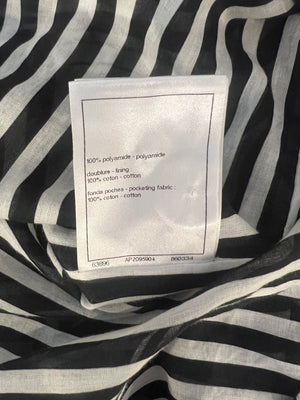 Chanel Black and White Striped Hooded Anorak Jacket with CC Logo Prints and CC Logo Buttons Size FR 36 (UK 8)