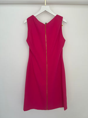 Versace Hot Pink Sleeveless Mini Dress with Gold Safety Pins Detail Size IT 42 (UK 10)